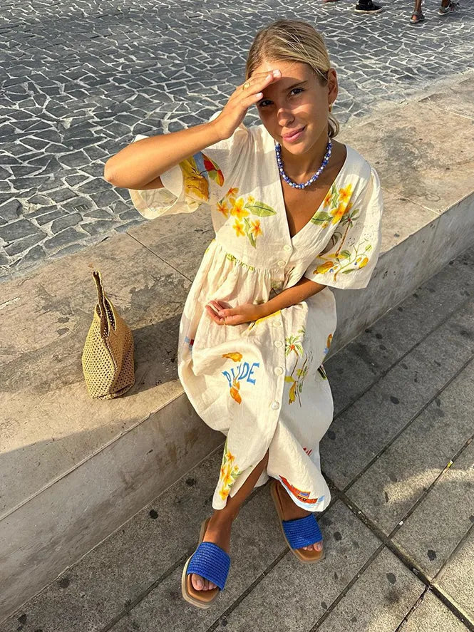 Robe d'été élégante à imprimé floral pour femmes