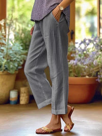 Pantalon décontracté confortable pour femme - mélange de lin respirant pour une sensation de détente ultime