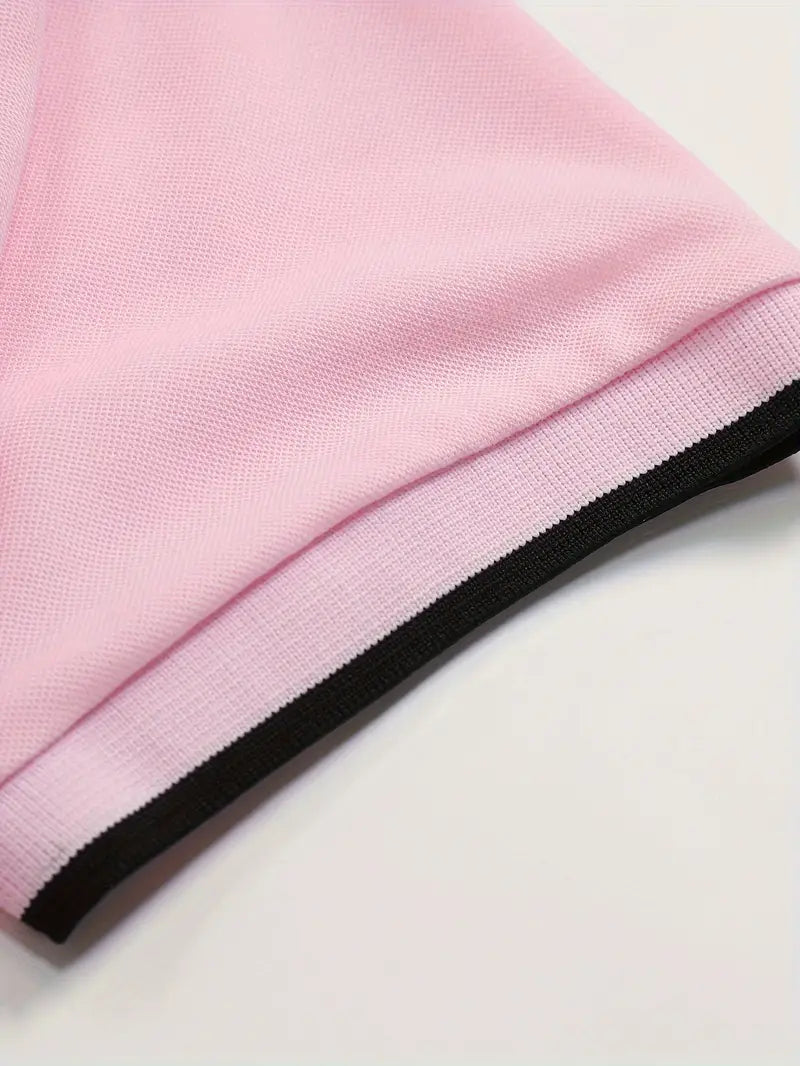 Polo Slim Fit à manches courtes pour hommes, avec un col classique et un motif à rayures verticales stylisé