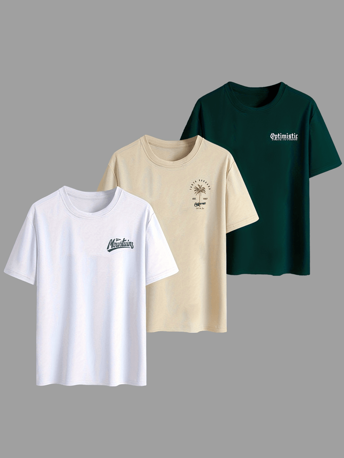 Palmer | Ensemble complet de t-shirts d'été décontractés pour hommes - 3 pièces pour un confort élégant