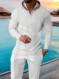 Ensemble homme en mailles texturées en velours et pantalon pour un style décontracté et tendance