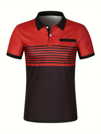 Camisa Polo Masculina - Ajuste Slim - Design Listrado - Manga Curta para Uso Casual