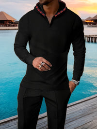 Ensemble homme en mailles texturées en velours et pantalon pour un style décontracté et tendance