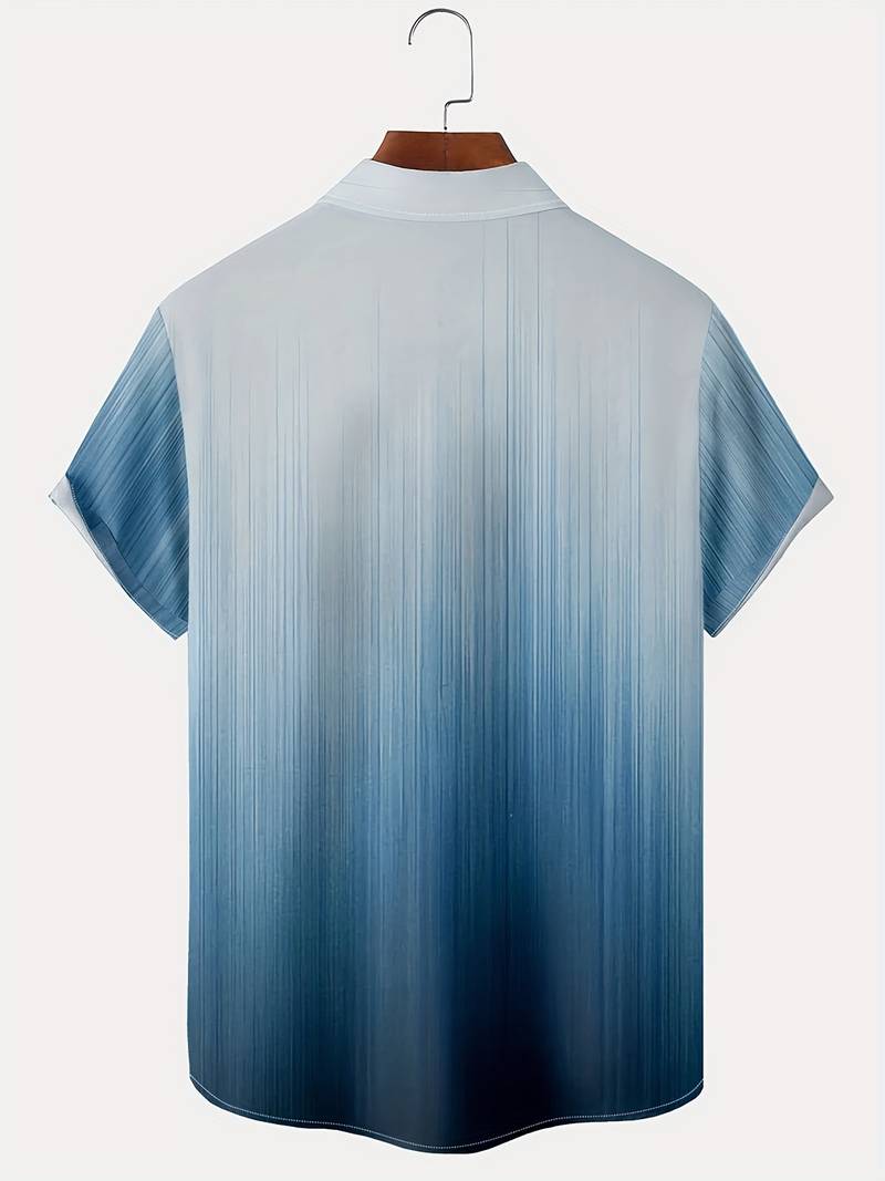 Camisole masculine à boutons avec motif dégradé - Manga corta, ajustable cómodo y transpirable para un estilo fresco