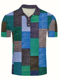 Polo à patchwork stylisé pour hommes - manches courtes - vêtements décontractés respirants