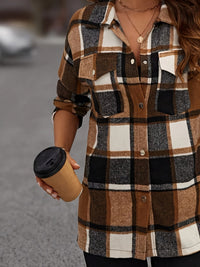 Chemise à manches longues à carreaux de couleurs mélangées - parfaite pour les femmes, surchemise polyvalente