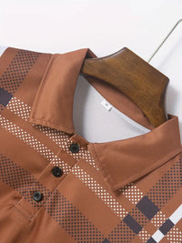 Polo à carreaux stylisé pour hommes - Slim Fit Short Sleeve Casual Classic