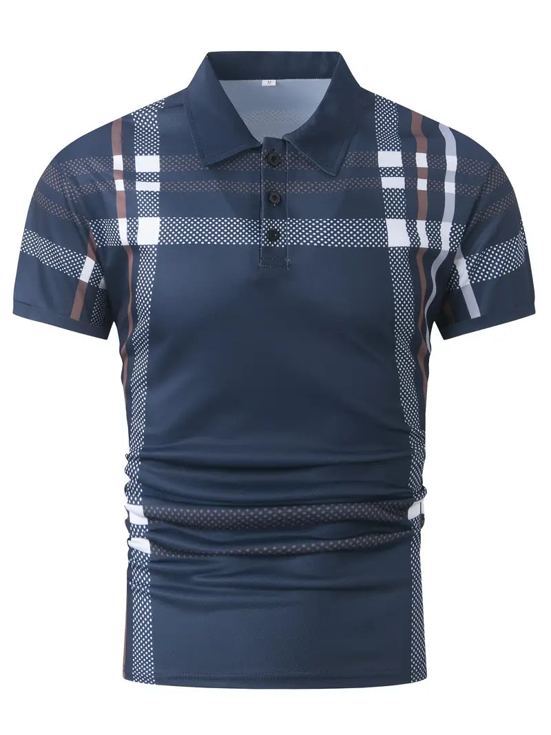 Polo à carreaux stylisé pour hommes - Slim Fit Short Sleeve Casual Classic