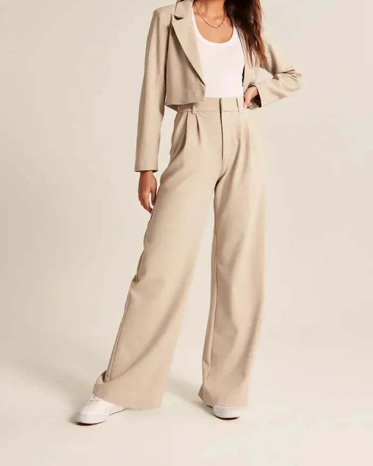 Pantalon féminin élégant à haute assise avec ceinture - Parfait pour les styles décontracté et professionnel