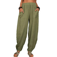 Pantalon en lin pour femme, coupe ample - Pantalon confortable et élégant pour femme