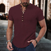 Chemise Henley décontractée pour hommes - manches courtes, coton léger et respirant avec patte de boutonnage élégante