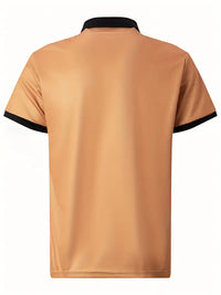 Polo classique pour hommes avec col et poignets contrastés - motifs rayés élégants sur la poitrine, coupe régulière