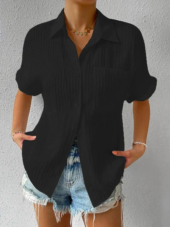 Chemisier élégant à manches courtes pour femmes - Top stylé parfait pour les occasions décontractées