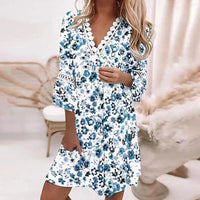 Robe élégante à motif floral avec décolleté en V