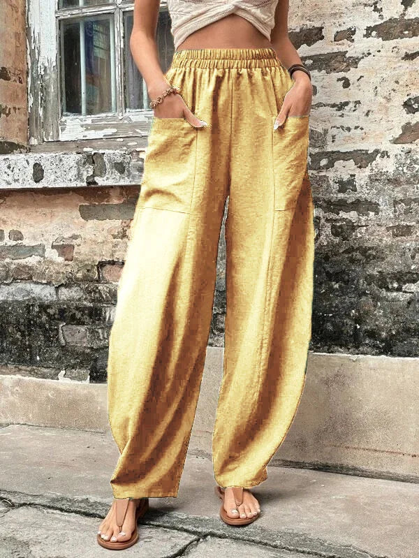 Pantalon élégant à taille haute pour femme - Coupe ample pour un look élégant