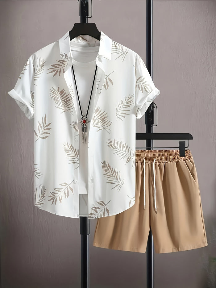 Ensemble Deux-Pièces Homme à Motif Feuille Tropicale