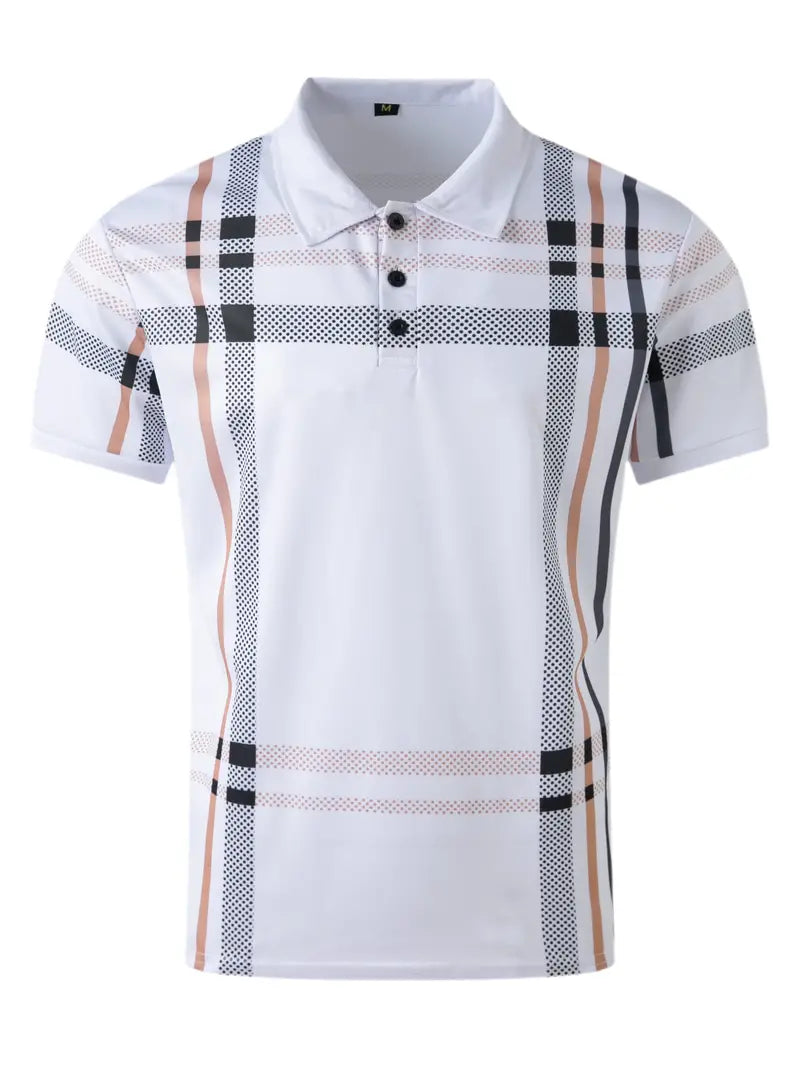 Polo à carreaux stylisé pour hommes - Slim Fit Short Sleeve Casual Classic