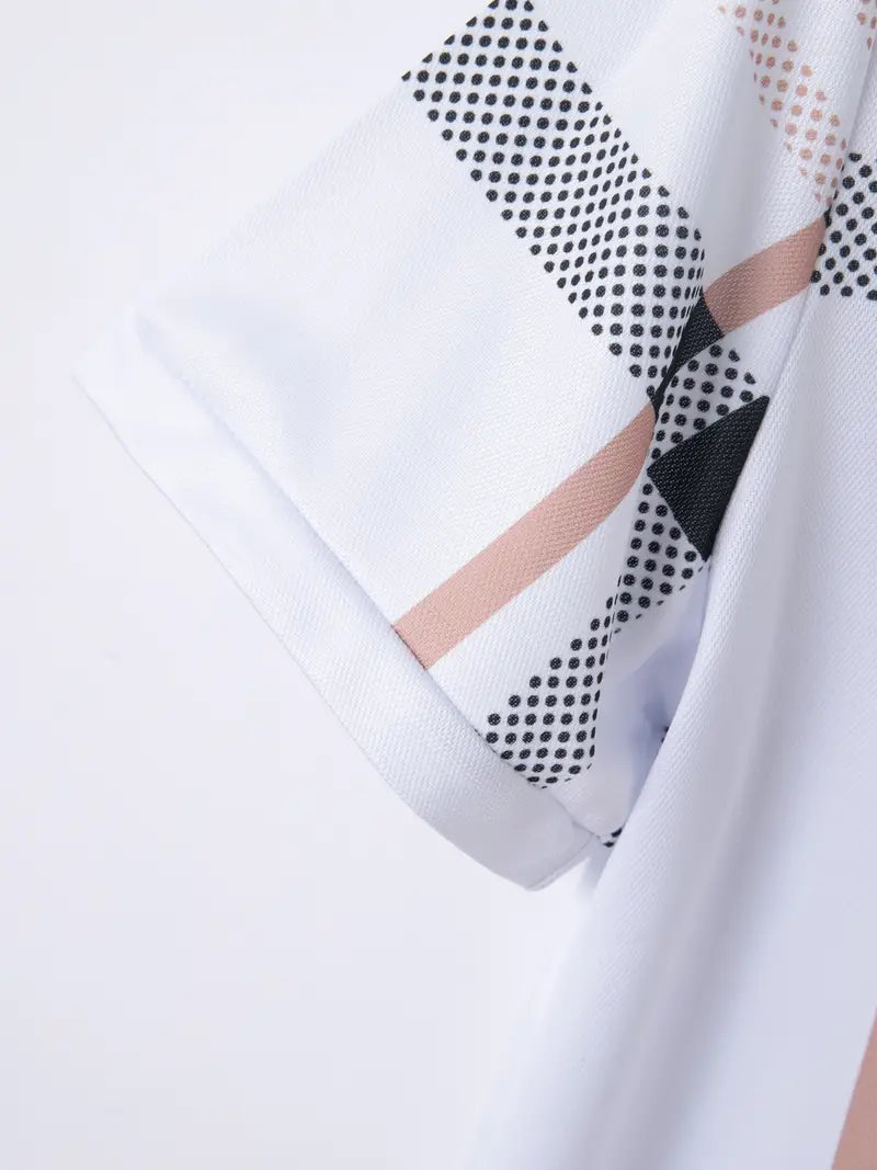 Polo à carreaux stylisé pour hommes - Slim Fit Short Sleeve Casual Classic