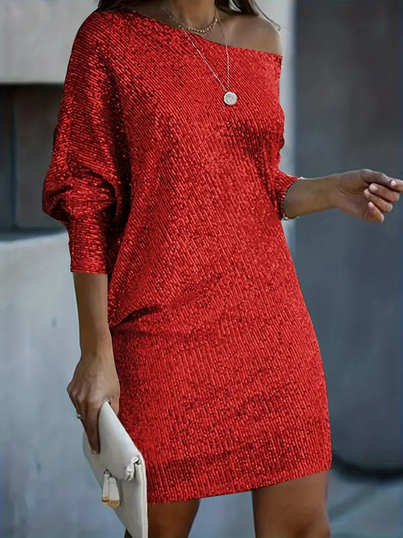 Robe de soirée élégante pour femmes avec paillettes contrastantes rayonnantes