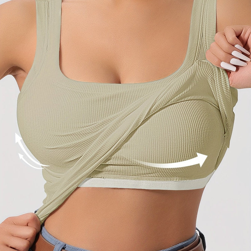Débardeur côtelé avec doublure amovible pour dames - Top sans manches élégant et confortable