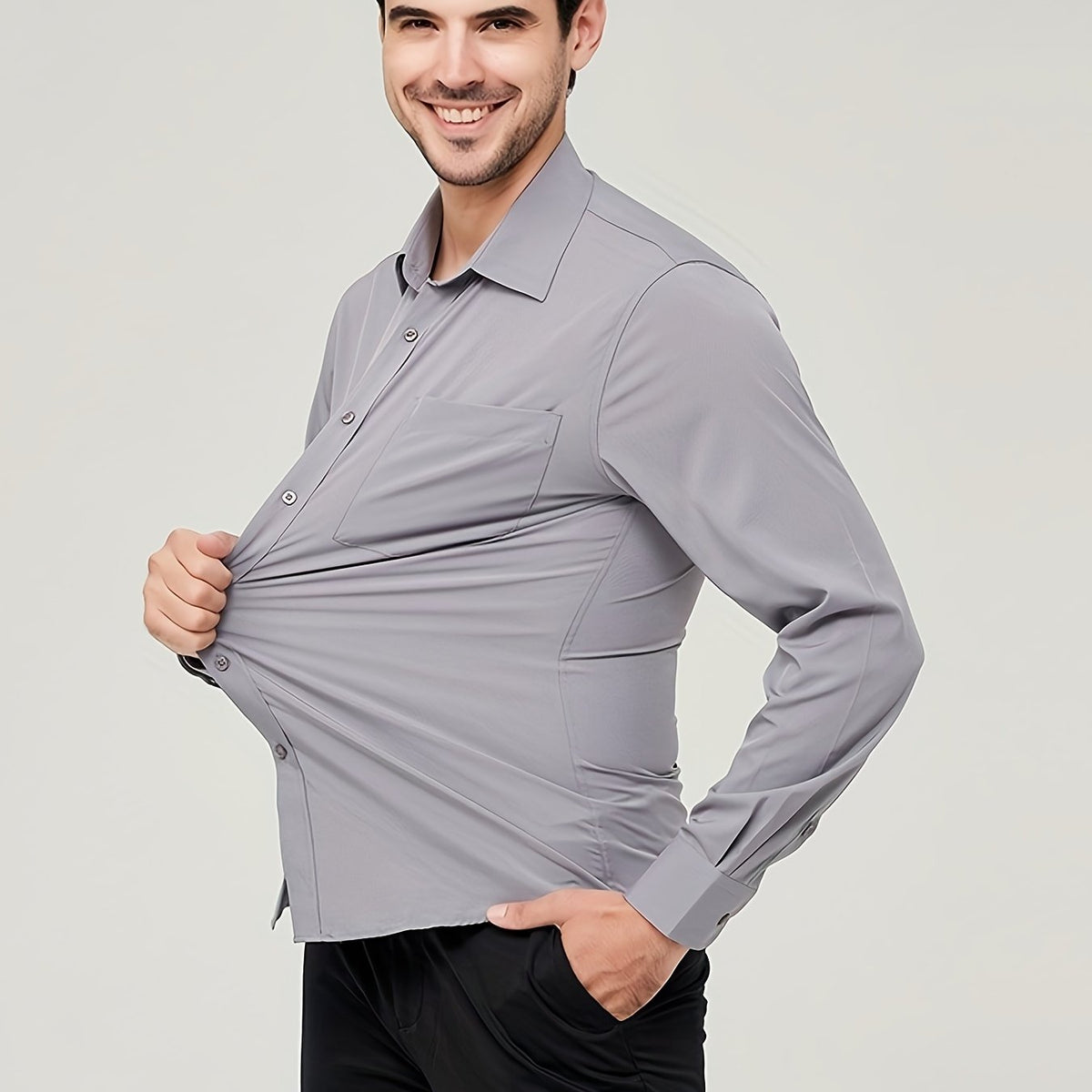 Camisole de vêtement pour homme - Algon transpirable - Corte moderno - Manga larga con botón