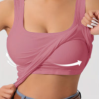 Débardeur côtelé avec doublure amovible pour dames - Top sans manches élégant et confortable