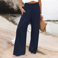 Pantalon de lin ample pour femmes, style plage décontracté - Léger et respirant, confort d'été