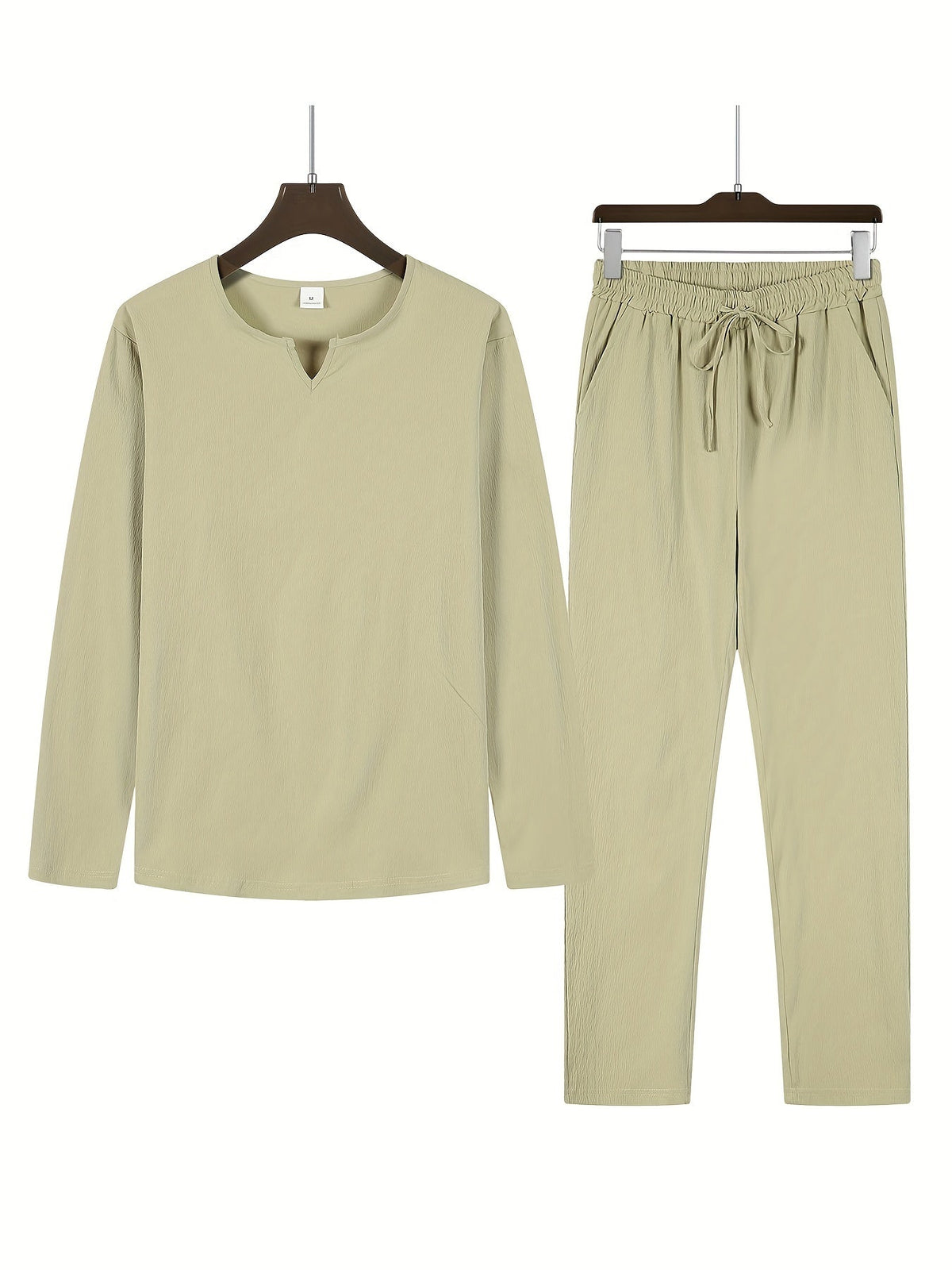Set Décontracté pour Homme : Haut à V-Neck à Manches Longues et Pantalons Confortables