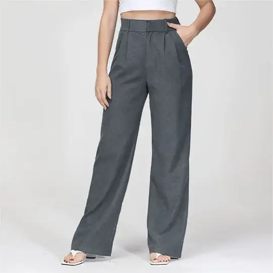 Pantalon féminin élégant à haute assise avec ceinture - Parfait pour les styles décontracté et professionnel