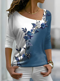 T-shirt à fleurs pour femmes - Look chic et décontracté avec manches longues pour tous les jours