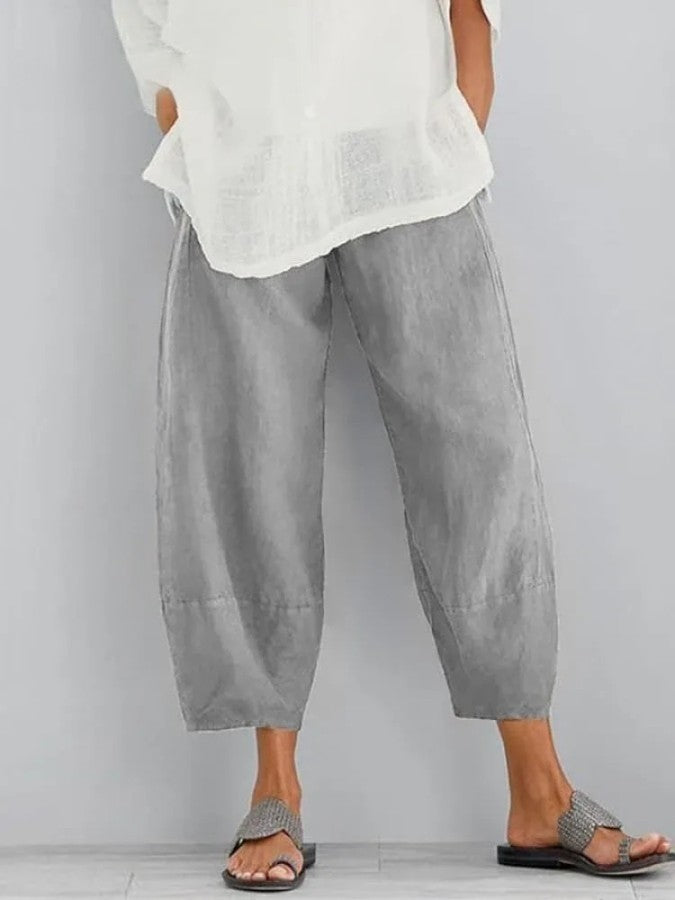 Pantalon en lin pour femmes - Coupe décontractée et décontractée - Léger, respirant et confortable pour les sorties estivales