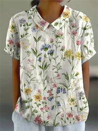 Elégant top pour femmes avec de belles broderies florales - manches courtes élégantes pour un look décontracté
