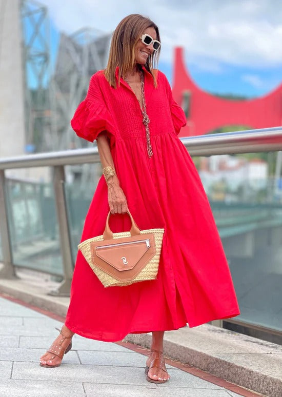 Robe rouge élégante - Bella, parfaite pour toutes les occasions