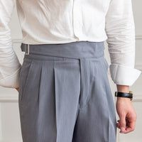 Gurkha Trousers for Men - Pantalon boutonné élégant à taille haute et à plis