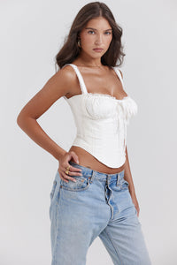 Élégant top corset blanc pour femmes avec détails en dentelle raffinés