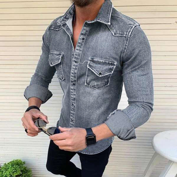 Chemise en denim durable coupe slim idéale pour looks décontractés et élégants