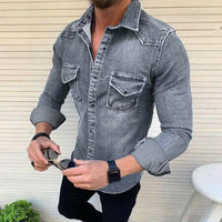 Chemise en denim durable coupe slim idéale pour looks décontractés et élégants