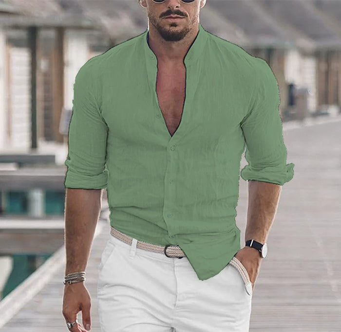 Chemise masculine décontractée - Boutonnière légère, respirante et élégante, pour un confort tout au long de la journée