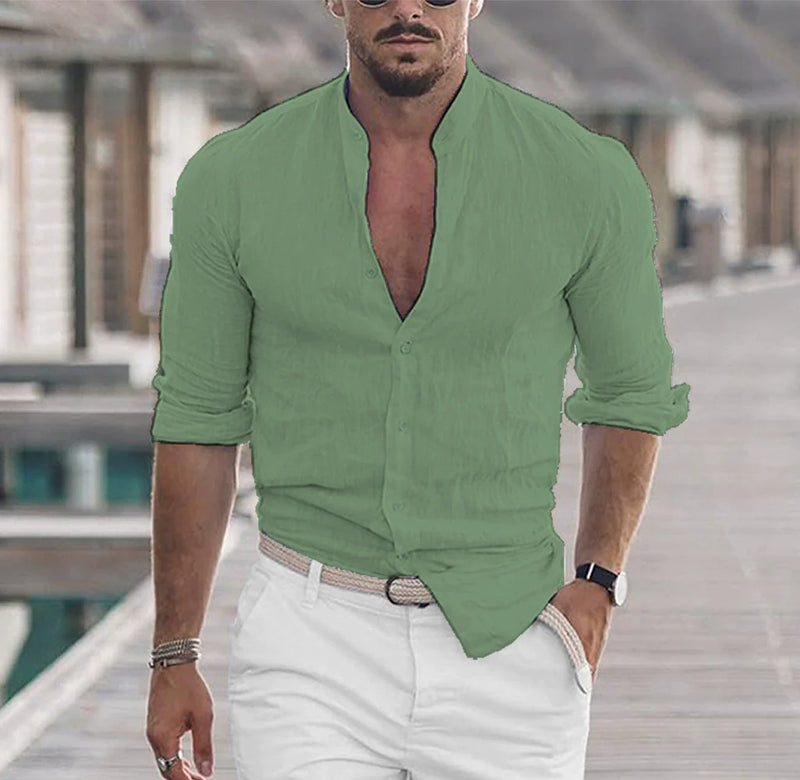 Chemise masculine décontractée - Boutonnière légère, respirante et élégante, pour un confort tout au long de la journée