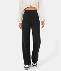 Pantalon élégant à taille haute pour femmes, avec bouton élégant pour un look à la mode