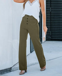 Pantalon élégant à taille haute pour femmes, avec bouton élégant pour un look à la mode
