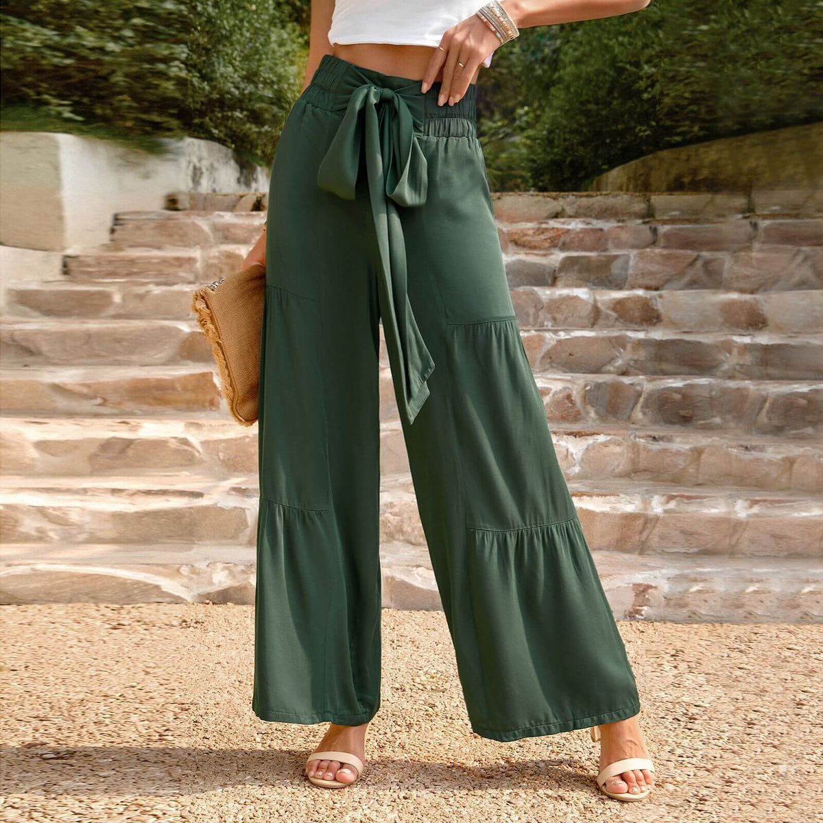 Pantalon large élégant pour femmes - Pantalon décontracté confortable et aéré pour femmes