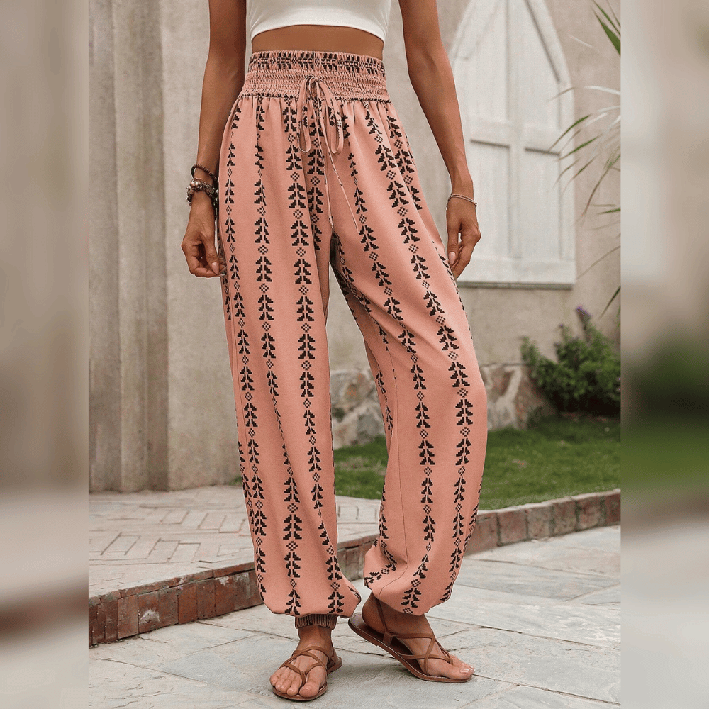 Pantalon boho pour femme - Coupe confortable et décontractée pour un style décontracté - Pantalon aéré et tendance pour tous les jours