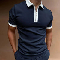 Camisa Polo para Hombre con Cuello con Cremallera - Tejido Elástico y Manga Corta, Estilo Casual Elegante