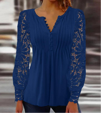 Élégant chemisier pour dames avec manches en dentelle - top élégant à manches longues pour toutes les occasions