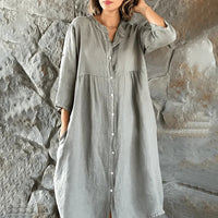 Robe-chemise boutonnée élégante pour femmes - coupe décontractée, manches longues, longueur moyenne, parfaite pour toutes les occasions
