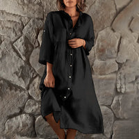Robe-chemise boutonnée élégante pour femmes - coupe décontractée, manches longues, longueur moyenne, parfaite pour toutes les occasions