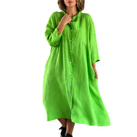 Robe-chemise boutonnée élégante pour femmes - coupe décontractée, manches longues, longueur moyenne, parfaite pour toutes les occasions