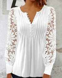 Élégant chemisier pour dames avec manches en dentelle - top élégant à manches longues pour toutes les occasions