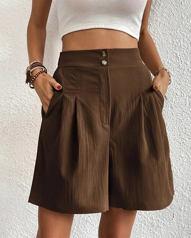 Short taille haute Dameshoge - perfect pasvorm - geruite voor - wijde pijpen - met praktische zakken